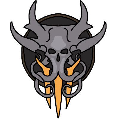 A drawinf og the logo of the video game Baldur's Gate 3, without the text and with black lineart and simplified colors.